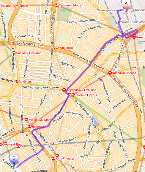Проложить маршрут на карте Яндекса